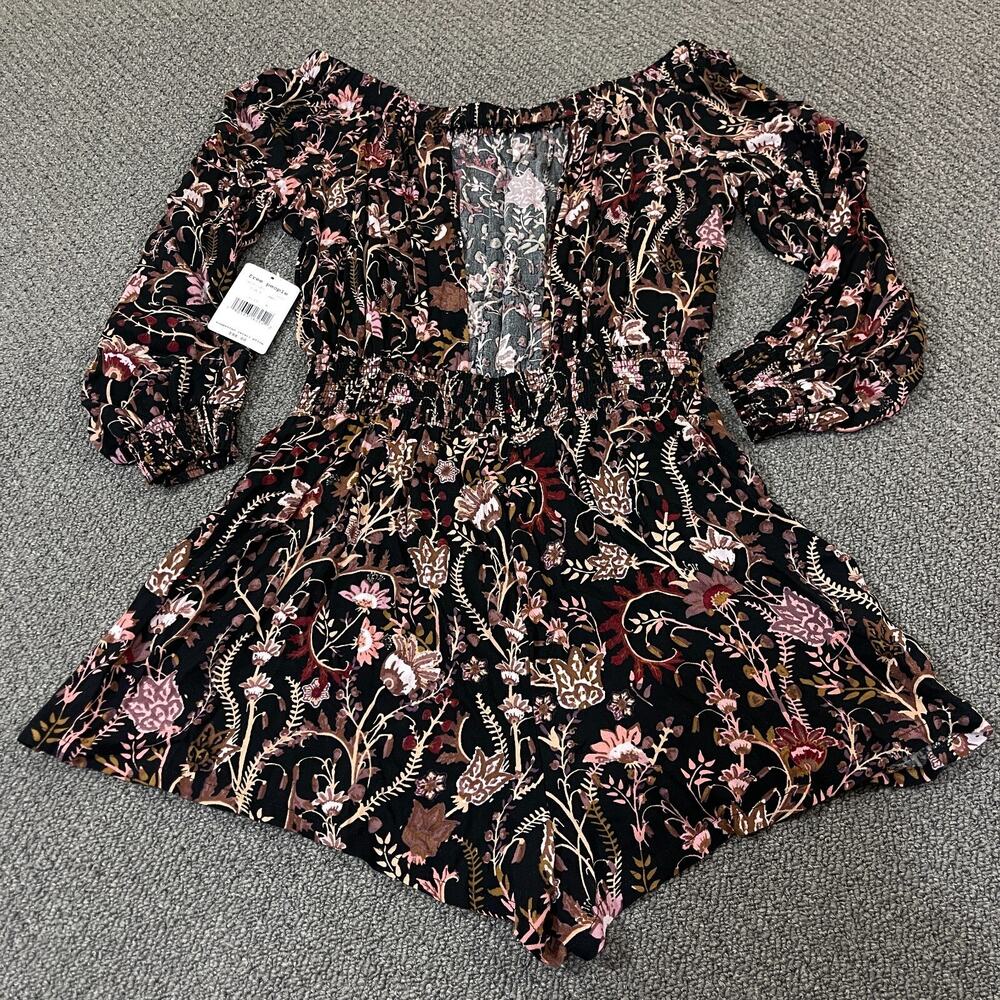 Free People Romper Jumpsuit Womens Medium M Floral Boho Paisley Hippie Y2K - Picture 4 of 8